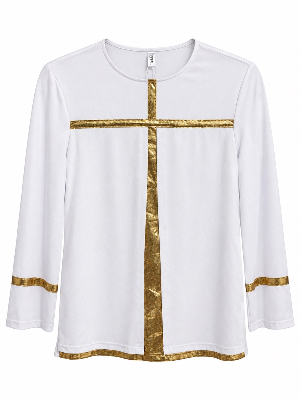 iEFiEL Girl’s Size 10 White Gold Cross Praise Dance Tunic Bell Sleeves NWT